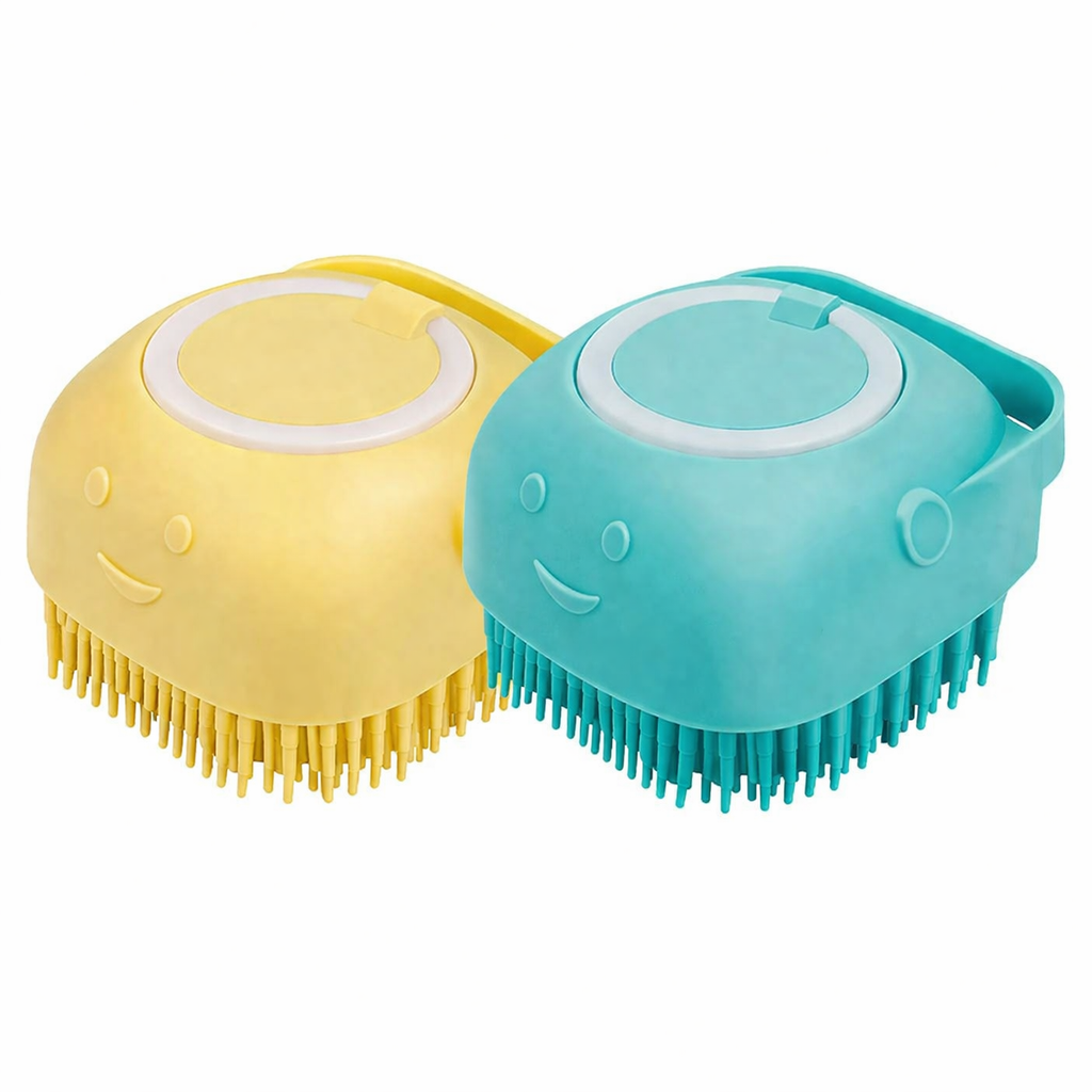 Cepillo de baño para mascotas, dispensador de jabón