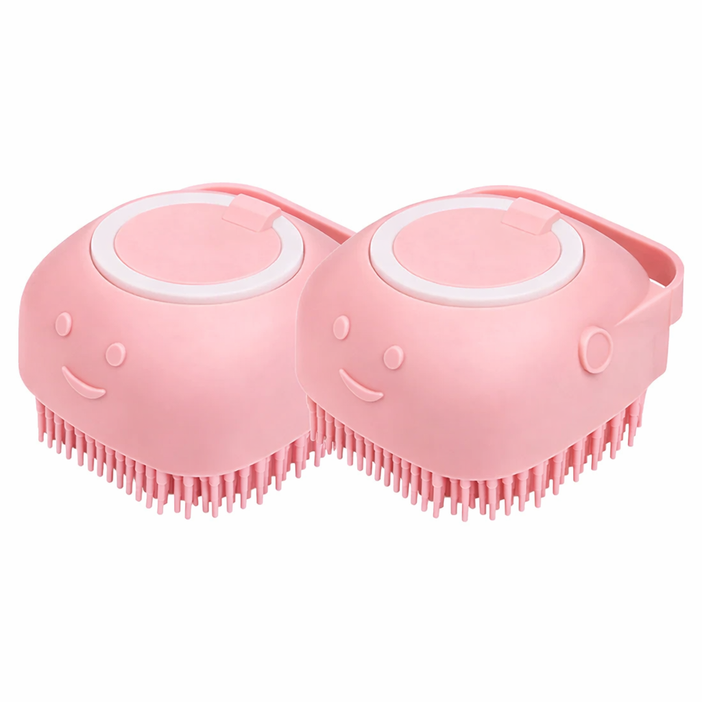 Cepillo de baño para mascotas, dispensador de jabón